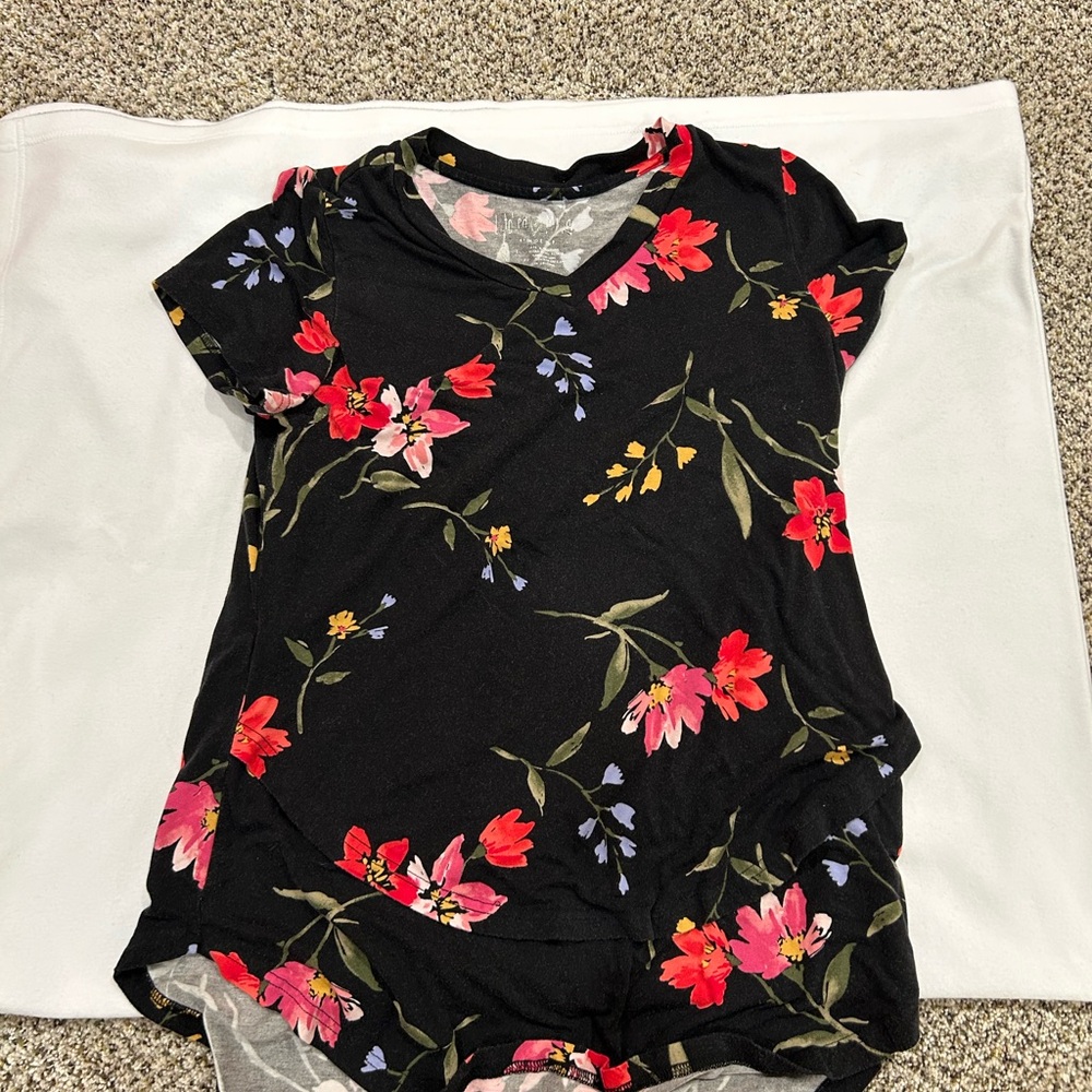 Latched Mama Nursing Floral Black Women's Top